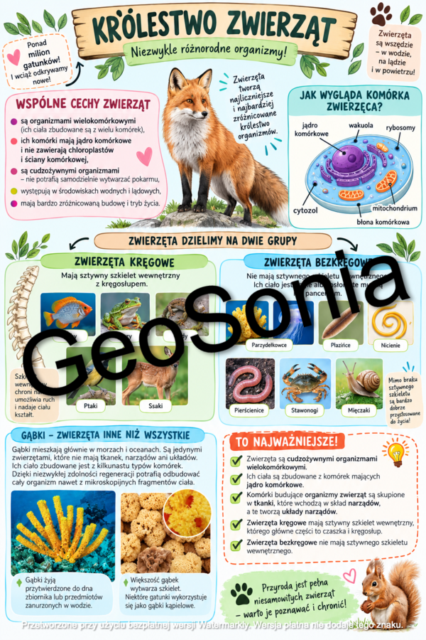W królestwie zwierząt biologia klasa 6 sketchnotka