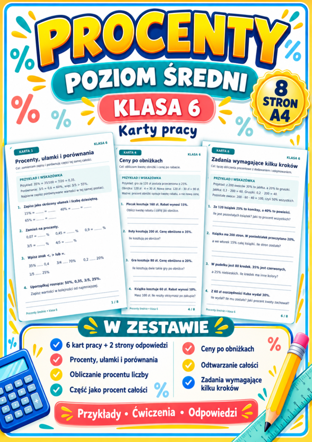 PROCENTY-ŚREDNIE- klasa 6