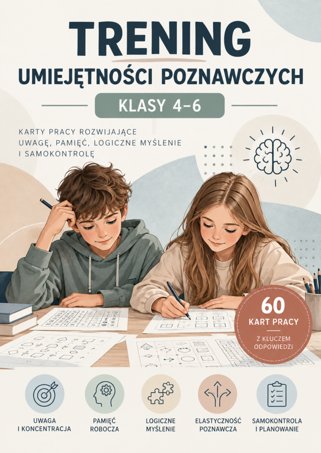 Trening umiejętności poznawczych – klasy 4–6 | 60 kart pracy