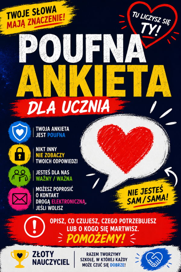 Poufna Karta Pomocy dla ucznia – zgłaszanie problemów, emocje i bezpieczeństwo