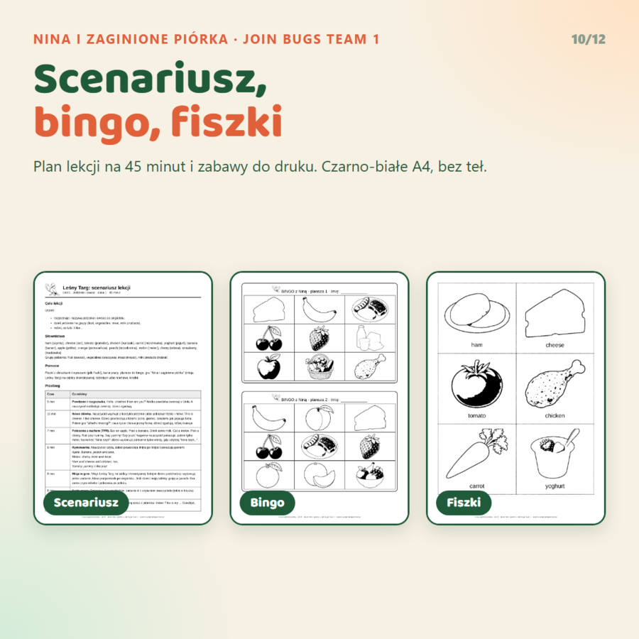 Gra interaktywna Join Bugs Team 1 z pakietem nauczyciela, Starter Unit - Unit 6