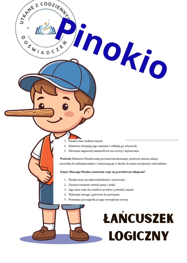 Karta pracy: 5 kroków do sedna – łańcuszek logiczny („Pinokio”)