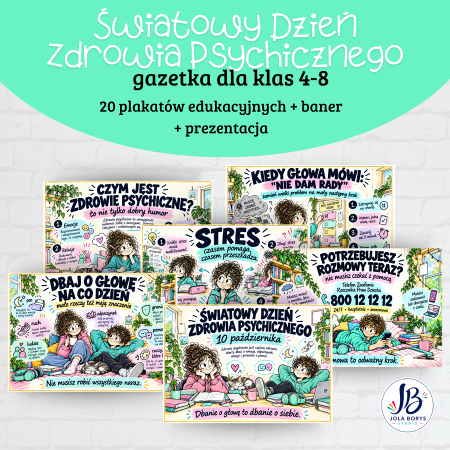 Dbam o zdrowie psychiczne — gazetka szkolna i prezentacja merytoryczna dla klas IV–VIII