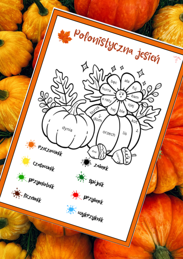 Polonistyczna jesień - kolorowanka, dynie