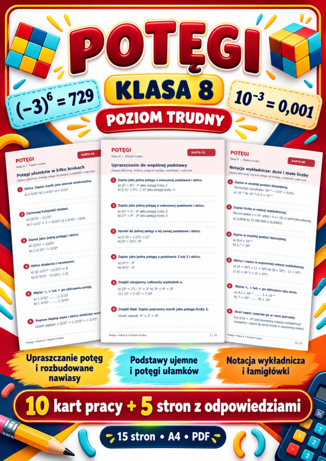 POTĘGI-TRUDNE- klasa 8