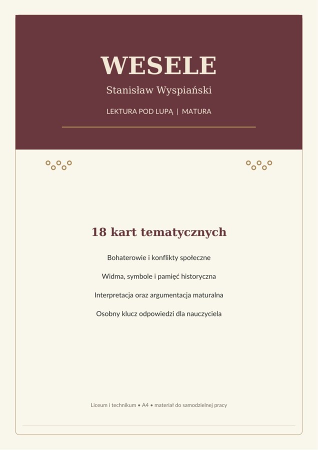 WESELE – Stanisław Wyspiański | 18 kart pracy z kluczem | Liceum i technikum | Matura