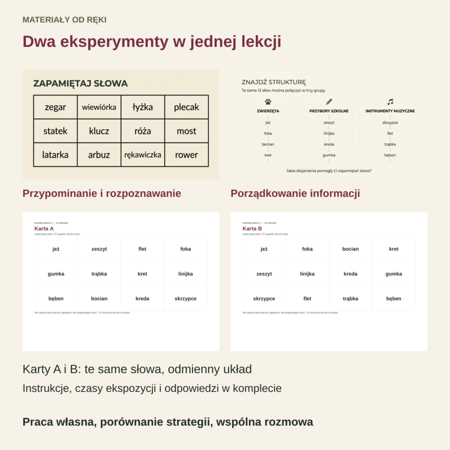 Pamięć w praktyce - 2 eksperymenty i 3 sposoby skutecznej nauki | klasy 5-8