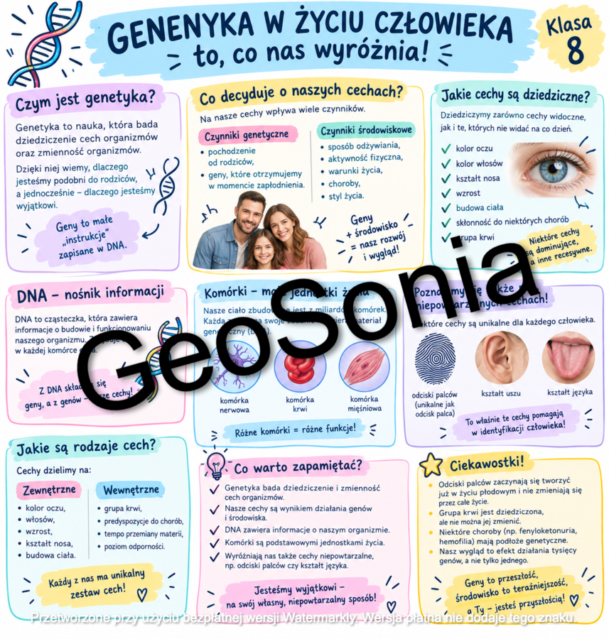 Czy jest genetyka? biologia klasa 8 sketchnotka