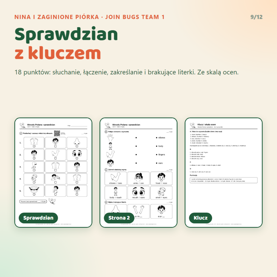 Gra interaktywna Join Bugs Team 1 z pakietem nauczyciela, Starter Unit - Unit 6