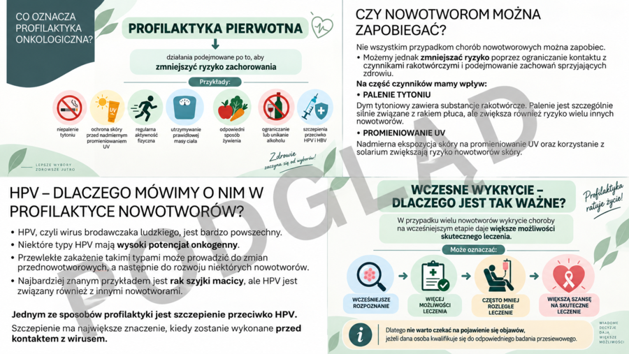 Profilaktyka onkologiczna – jak zapobiegać nowotworom i dlaczego wczesne wykrycie ma znaczenie | prezentacja | edukacja zdrowotna