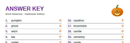 Word Detective- Halloween Edition
