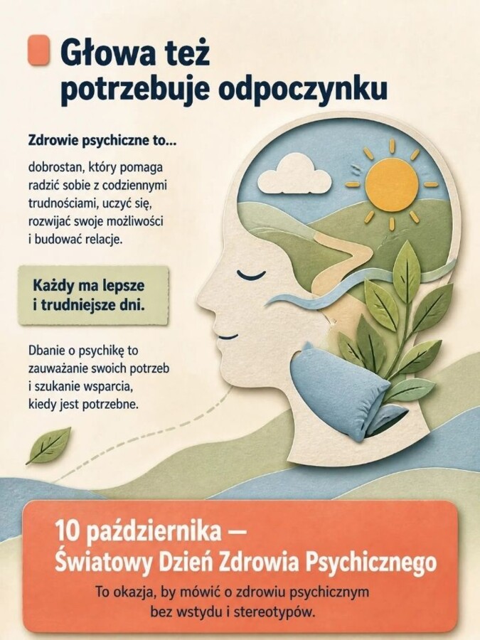 Światowy Dzień Zdrowia Psychicznego – gazetka szkolna, plansze edukacyjne i ćwiczenia