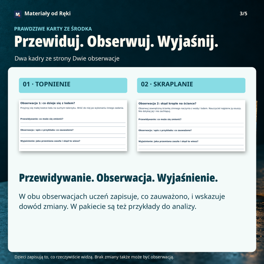 Stany skupienia wody - klasa 4, 2 obserwacje i karty pracy na 45 minut
