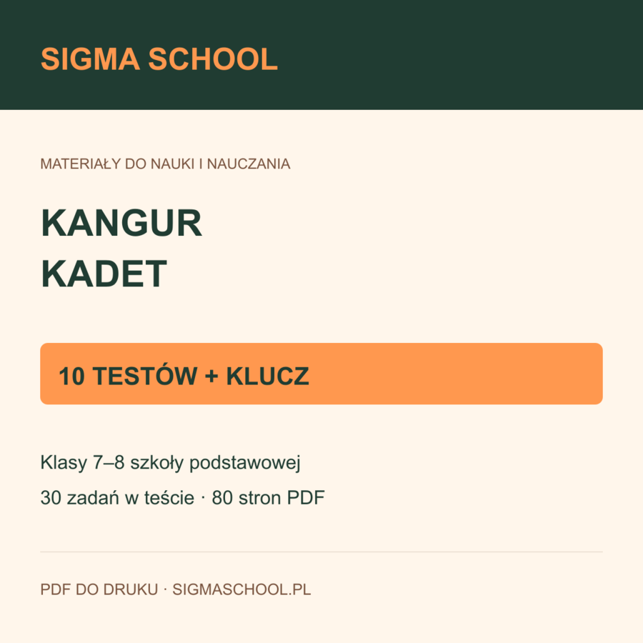 Kangur — Kadet: 10 próbnych testów + klucz odpowiedzi