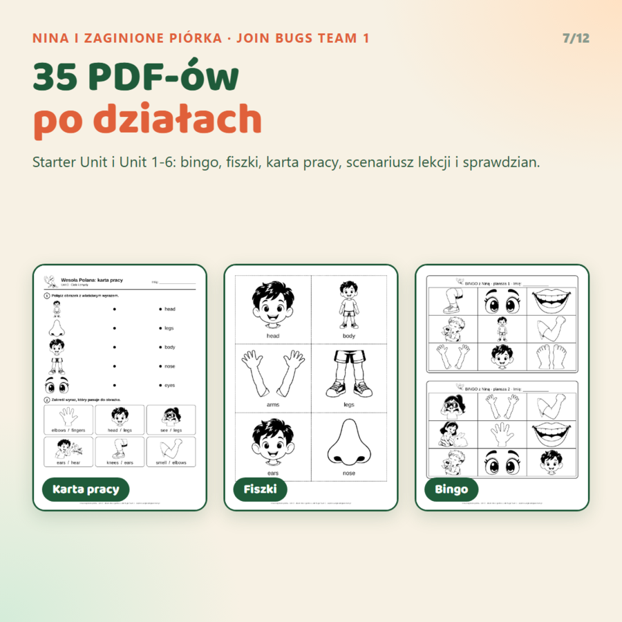 Gra interaktywna Join Bugs Team 1 z pakietem nauczyciela, Starter Unit - Unit 6