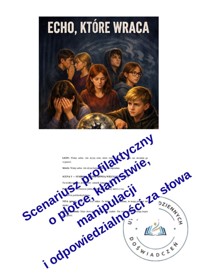 „ECHO, KTÓRE WRACA” — scenariusz profilaktyczny o plotce, kłamstwie i odpowiedzialności za słowa