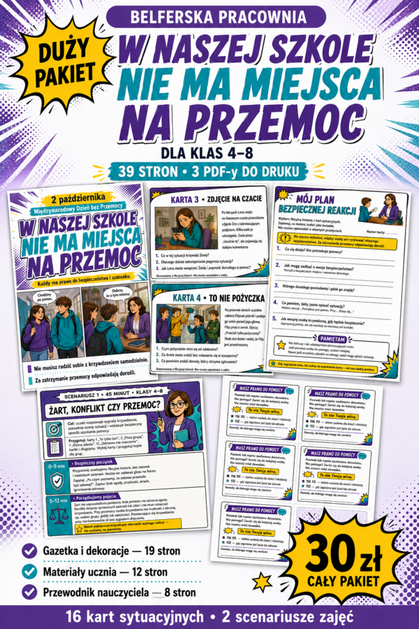 Materiały edukacyjne- 2 października Dzień bez przemocy. Duży pakiet