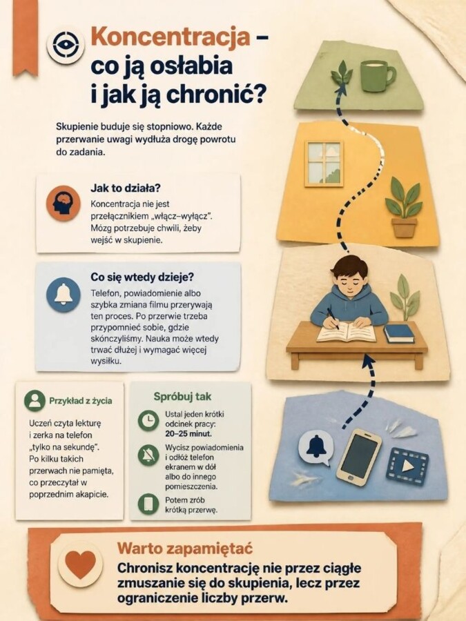Twój mózg potrzebuje OFFLINE – higiena cyfrowa, czas ekranowy i koncentracja | 9 plansz edukacyjnych