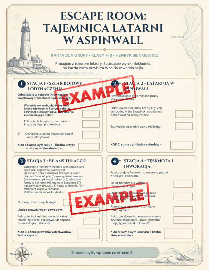 Escape room, "Latarnik", pdf