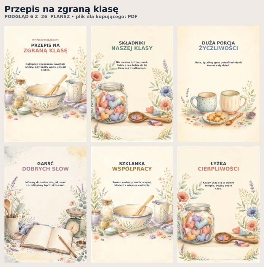 Przepis na zgraną klasę - gazetka akwarelowa