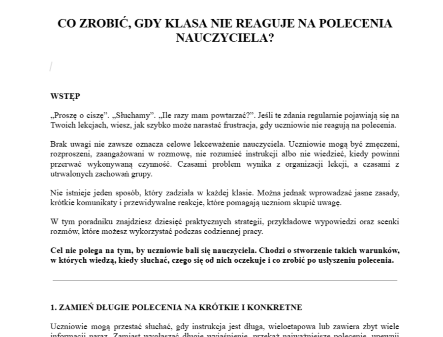 Co zrobić, gdy klasa nie reaguję na polecenia nauczyciela?