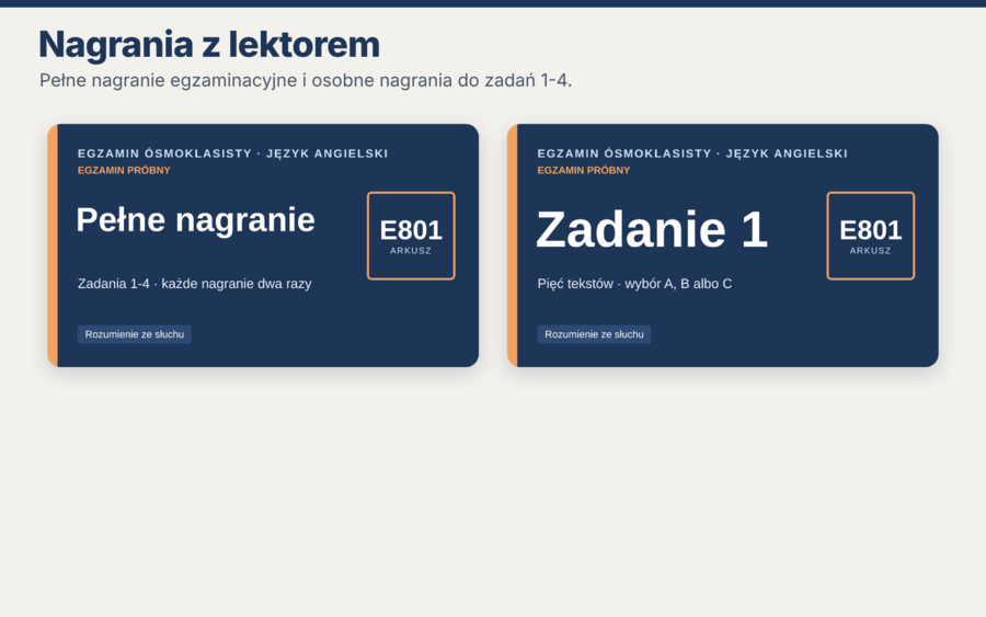 Egzamin ósmoklasisty z angielskiego E801, arkusz próbny