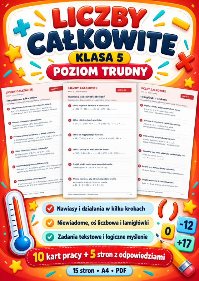 LICZBY CAŁKOWITE-TRUDNE-klasa 5