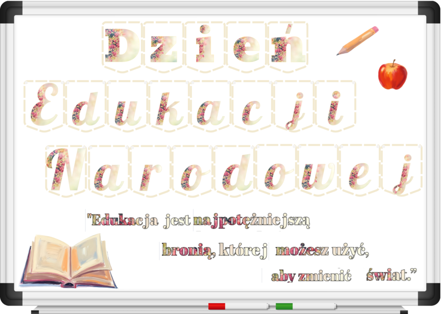 Dzień Edukacji Narodowej, Dzień Nauczyciela, Napis, girlanda, gazetka, uroczystość, apel, karteczki na upominki.
