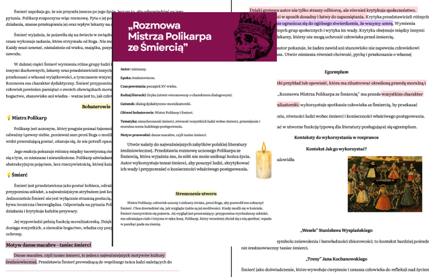 Notatka ,,Rozmowa Mistrza Polikarpa ze Śmiercią"