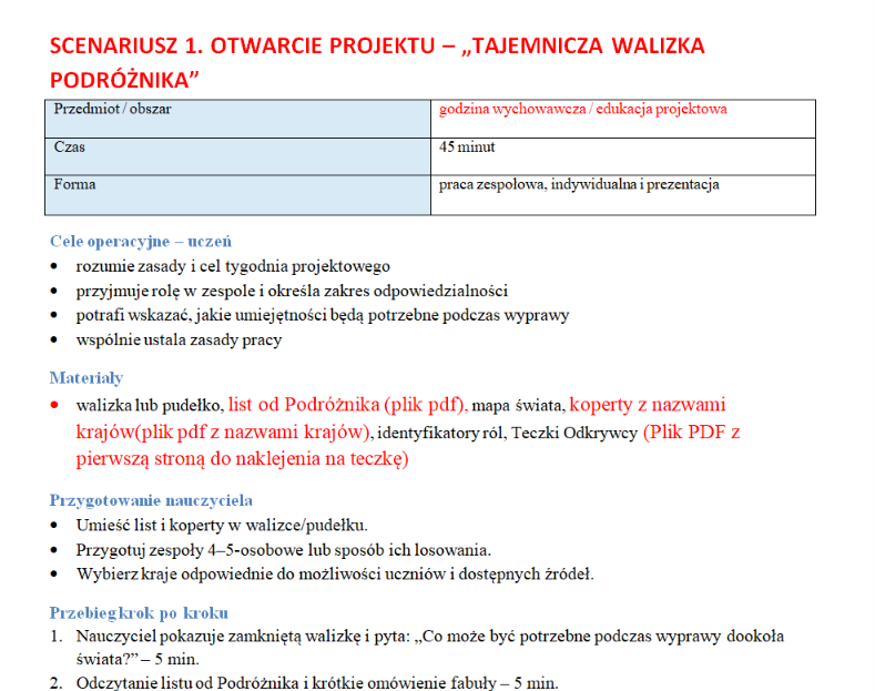 Tydzień projektowy dla klas 4-5 "Wyprawa dookoła świata- zostań odkrywcą"