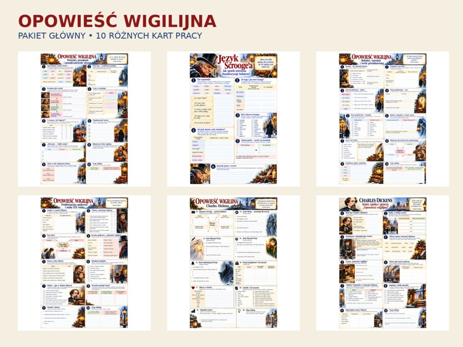 OPOWIEŚĆ WIGILIJNA - PAKIET 10 KART PRACY + ODP.