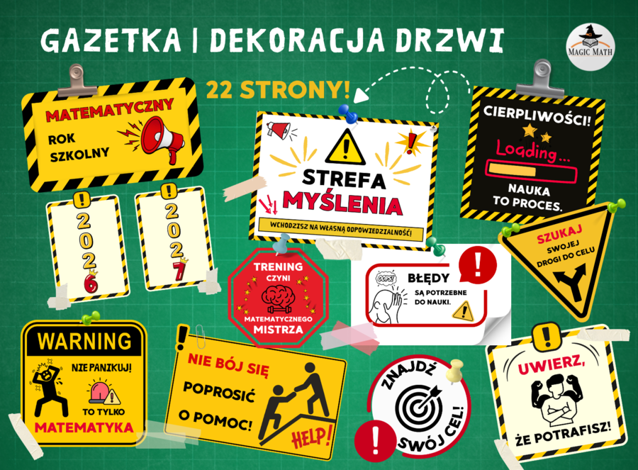 Gazetka matematyczna STREFA MYŚLENIA | Dekoracja sali lub drzwi | Początek roku szkolnego |PDF