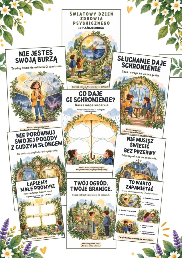 🌦️ GŁOWA MA SWÓJ POGODOMIERZ 🌿 Gazetka na Światowy Dzień Zdrowia Psychicznego  10 października.