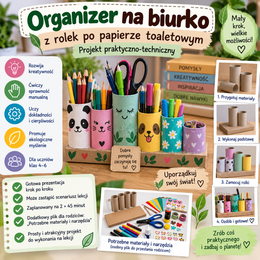 Organizer na biurko- projekt na zajęcia praktyczno- techniczne