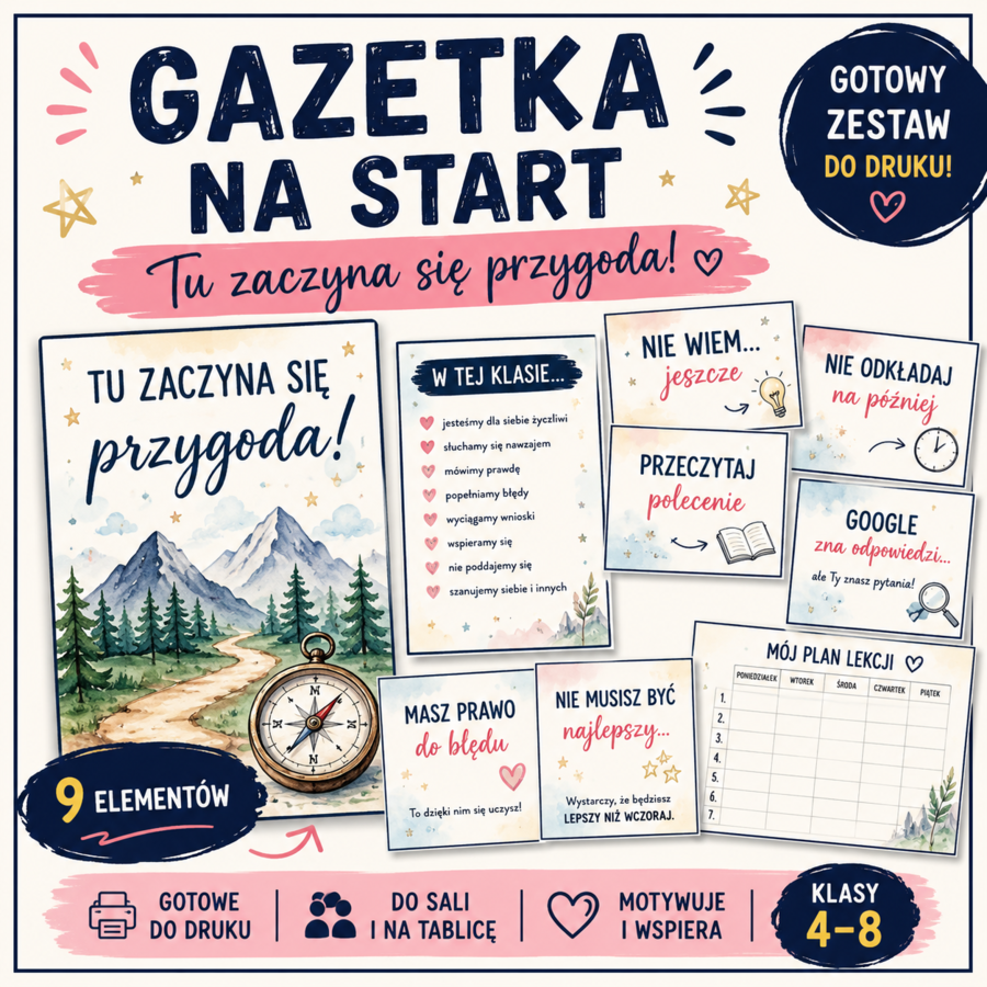 Gazetka na rozpoczęcie roku – „Tu zaczyna się przygoda!” | kl. 4–8