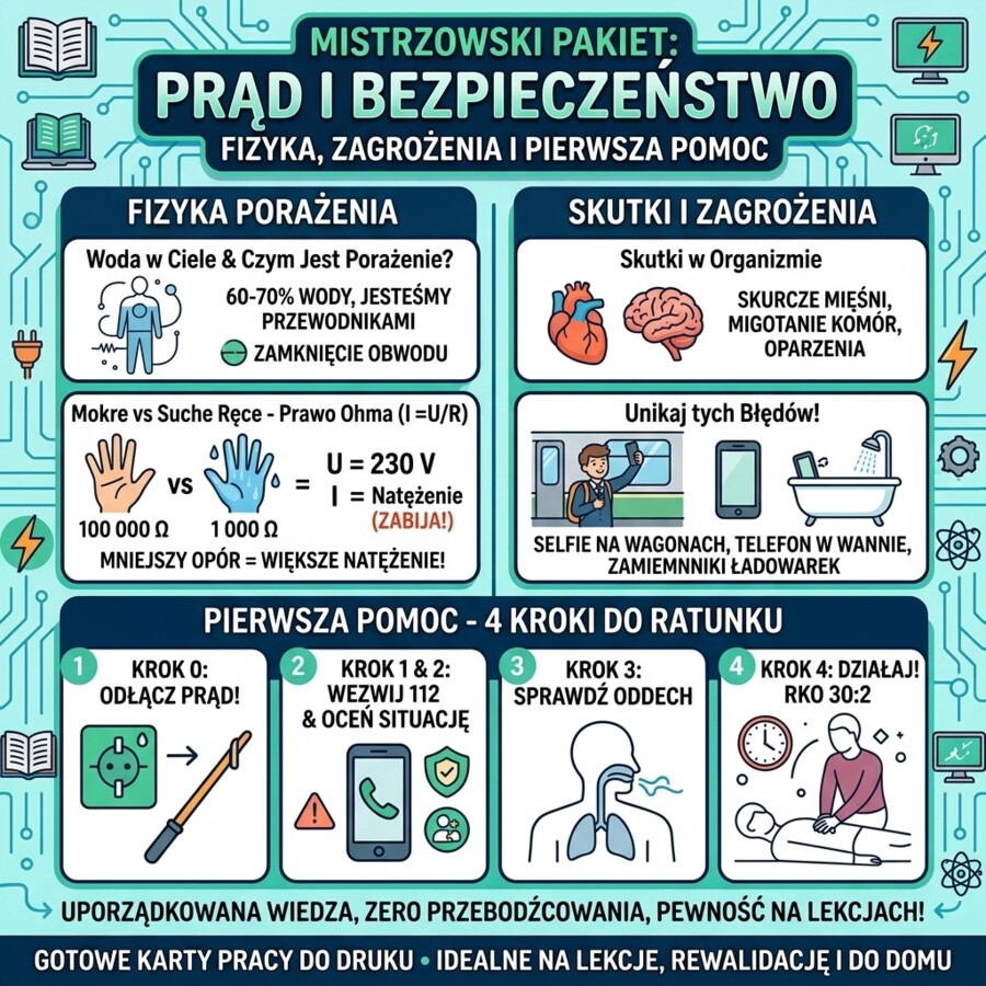 Porażenie Prądem Elektrycznym: Przyczyny, Prawo Ohma, Zagrożenia i Pierwsza Pomoc (Fizyka)