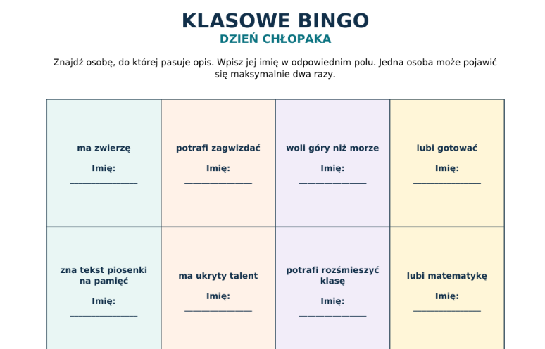 Dzień Chłopaka- pakiet materiałów