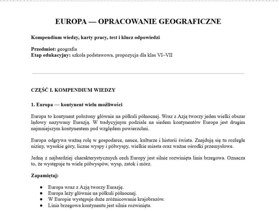 Europa- opracowanie geograficzne