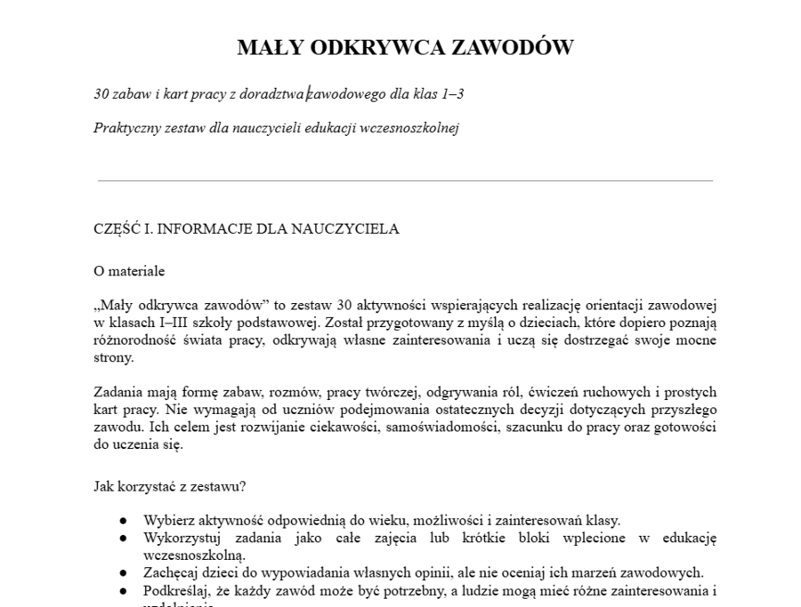 Mały odkrywca zawdów