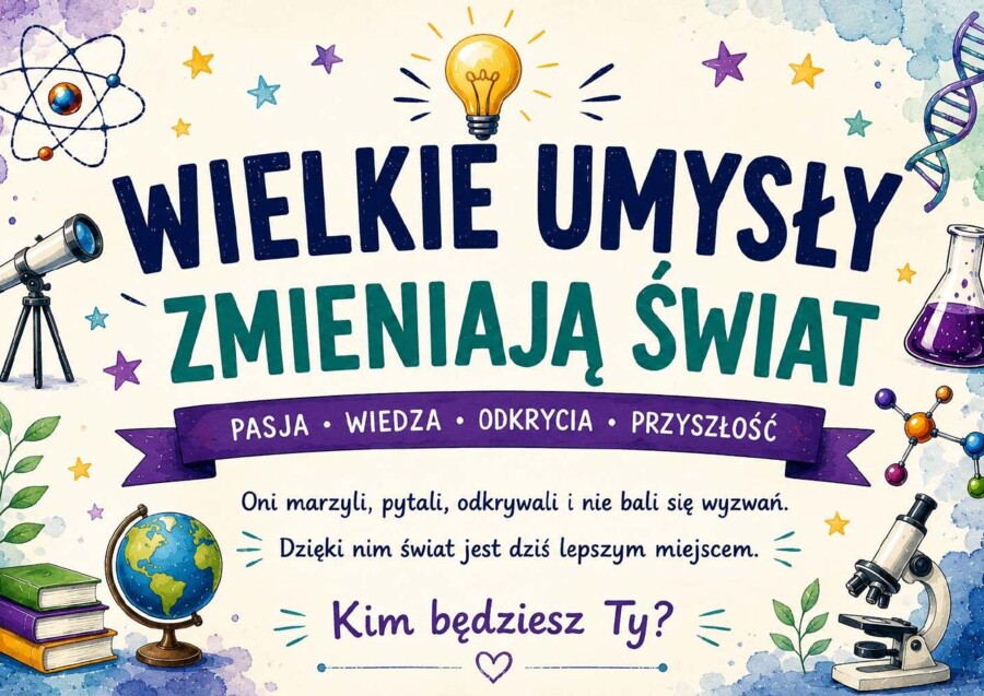 Wielkie umysły zmieniają świat – gazetka edukacyjna, 31 plansz