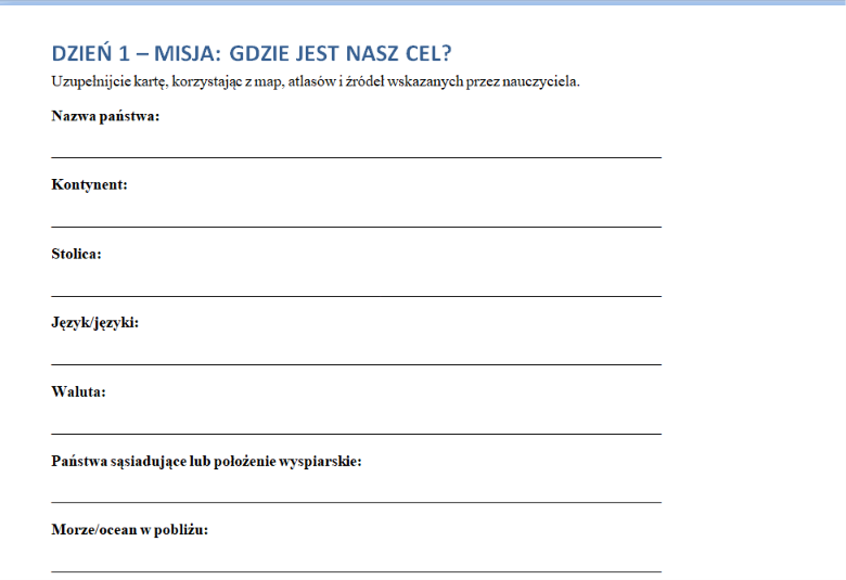 Tydzień projektowy dla klas 4-5 "Wyprawa dookoła świata- zostań odkrywcą"