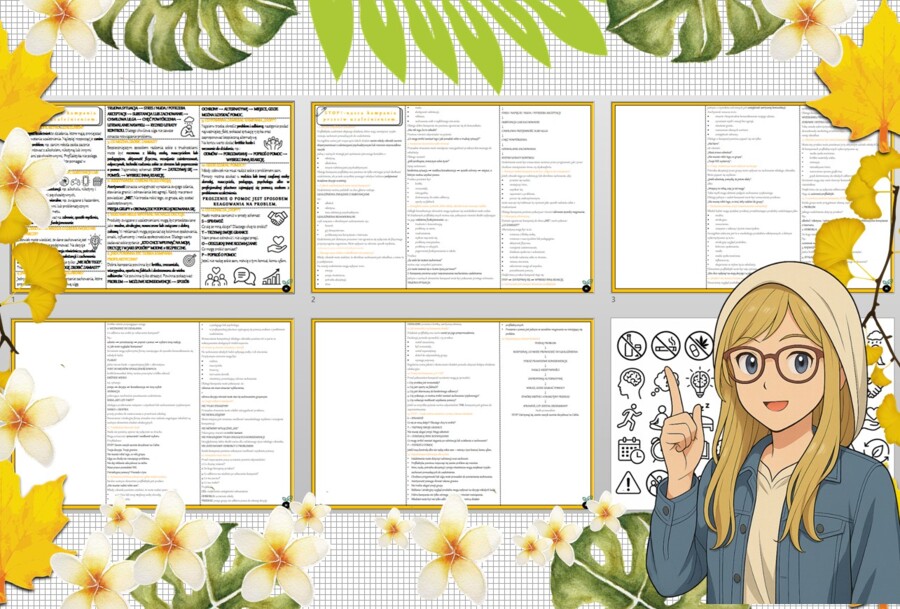 Sketchnotka/notatka - dla ucznia i przypomnienie dla nauczyciela w pdf. Temat "STOP!-nasza kampania przeciw uzależnieniom". Edukacja zdrowotna. Klasa 6.