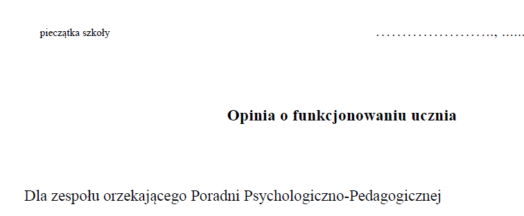 Opinia o funkcjonowaniu ucznia