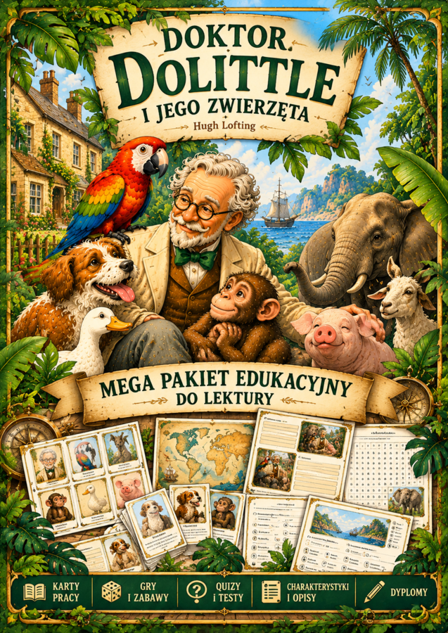 DOKTOR DOLITTLE I JEGO ZWIERZĘTA – MEGA PAKIET EDUKACYJNY DO LEKTURY