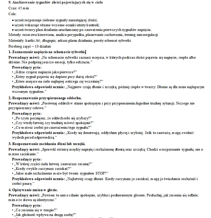 Program zajęć socjoterapeutycznych – klasy VII–VIII. Rewalidacja.