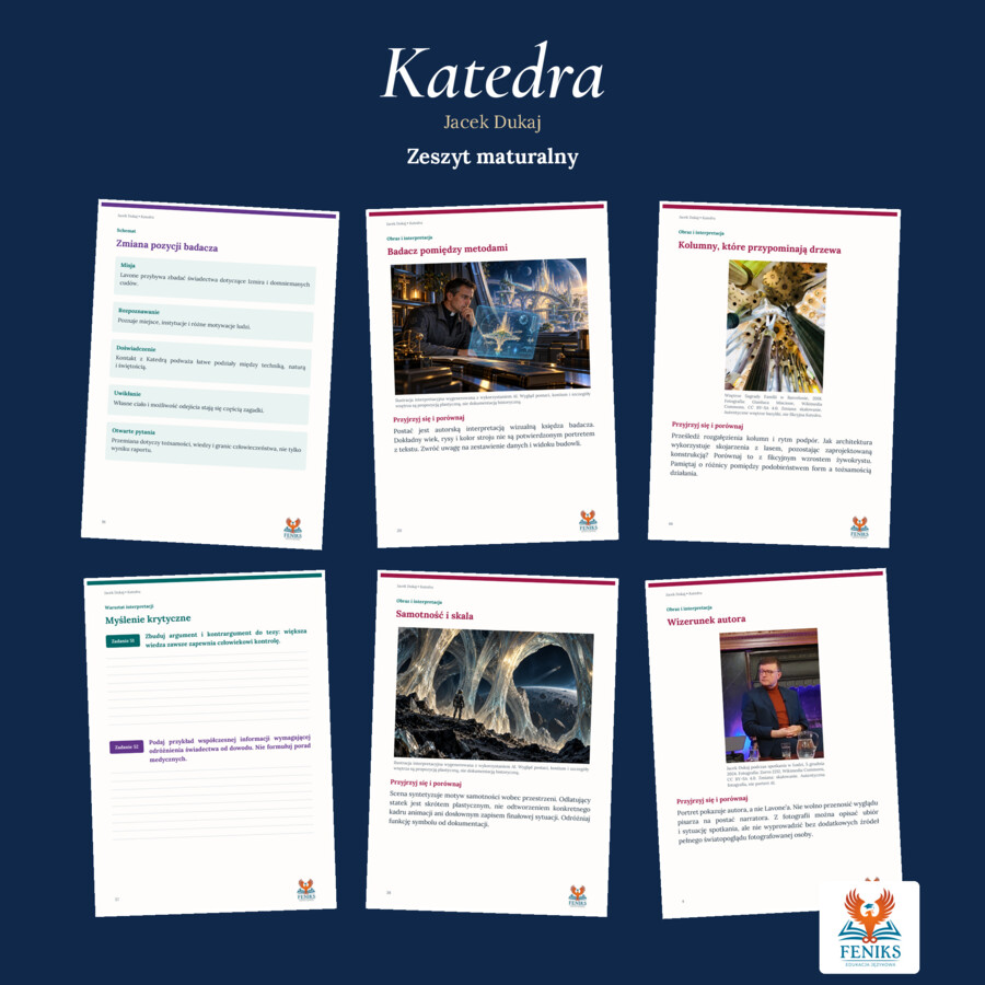 Katedra — Jacek Dukaj | Zeszyt maturalny: szczegółowe omówienie, 72 zadania i klucz odpowiedzi