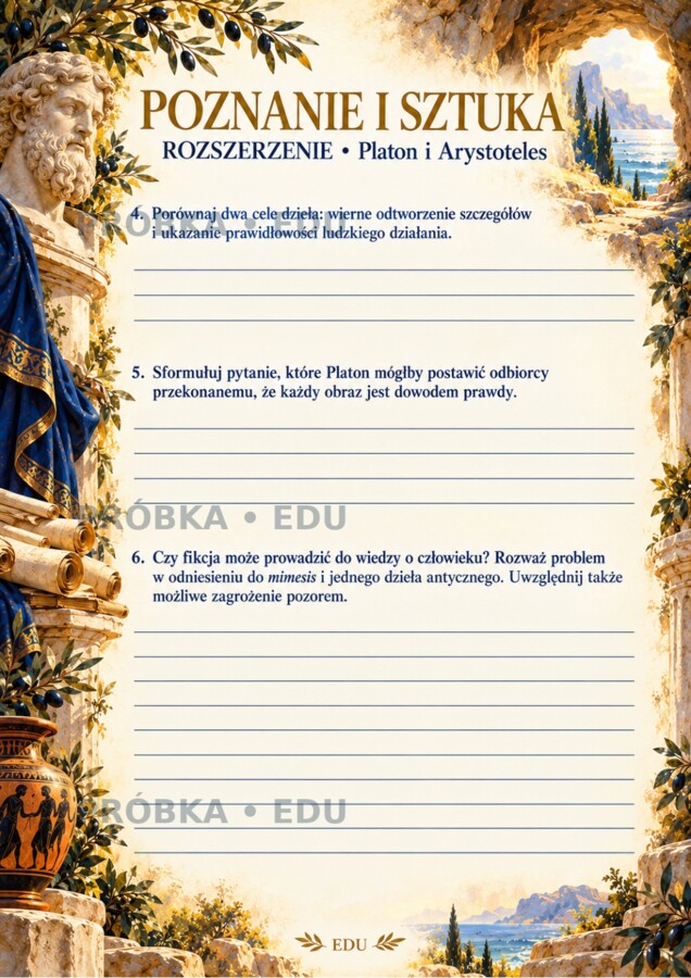 ANTYK — epoka literacka | LO | 22 karty dwustronne, 132 zadania, sprawdzian i klucze