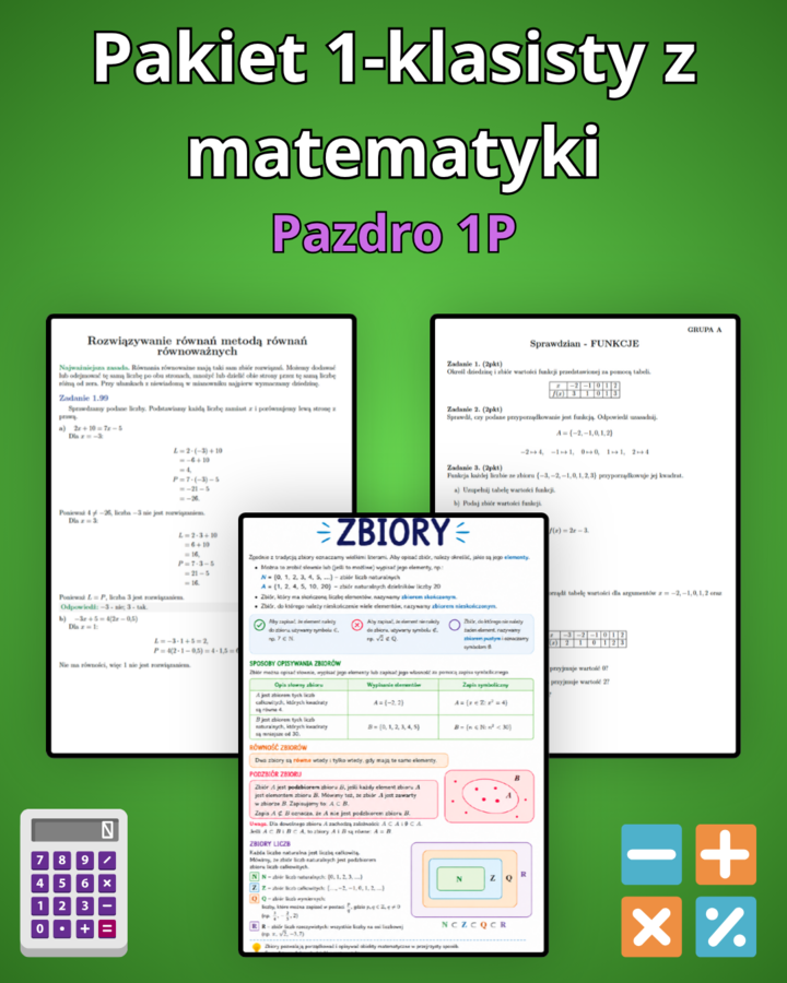 Pakiet 1-klasisty z matematyki - Pazdro 1P