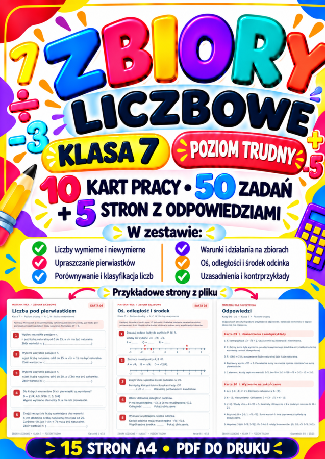 ZBIORY LICZBOWE-TRUDNE-klasa 7