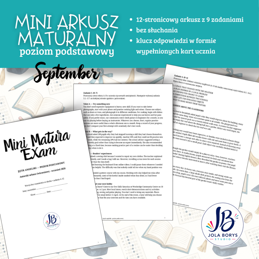 Mini Matura – Wrzesień 2026 | Język angielski – poziom podstawowy